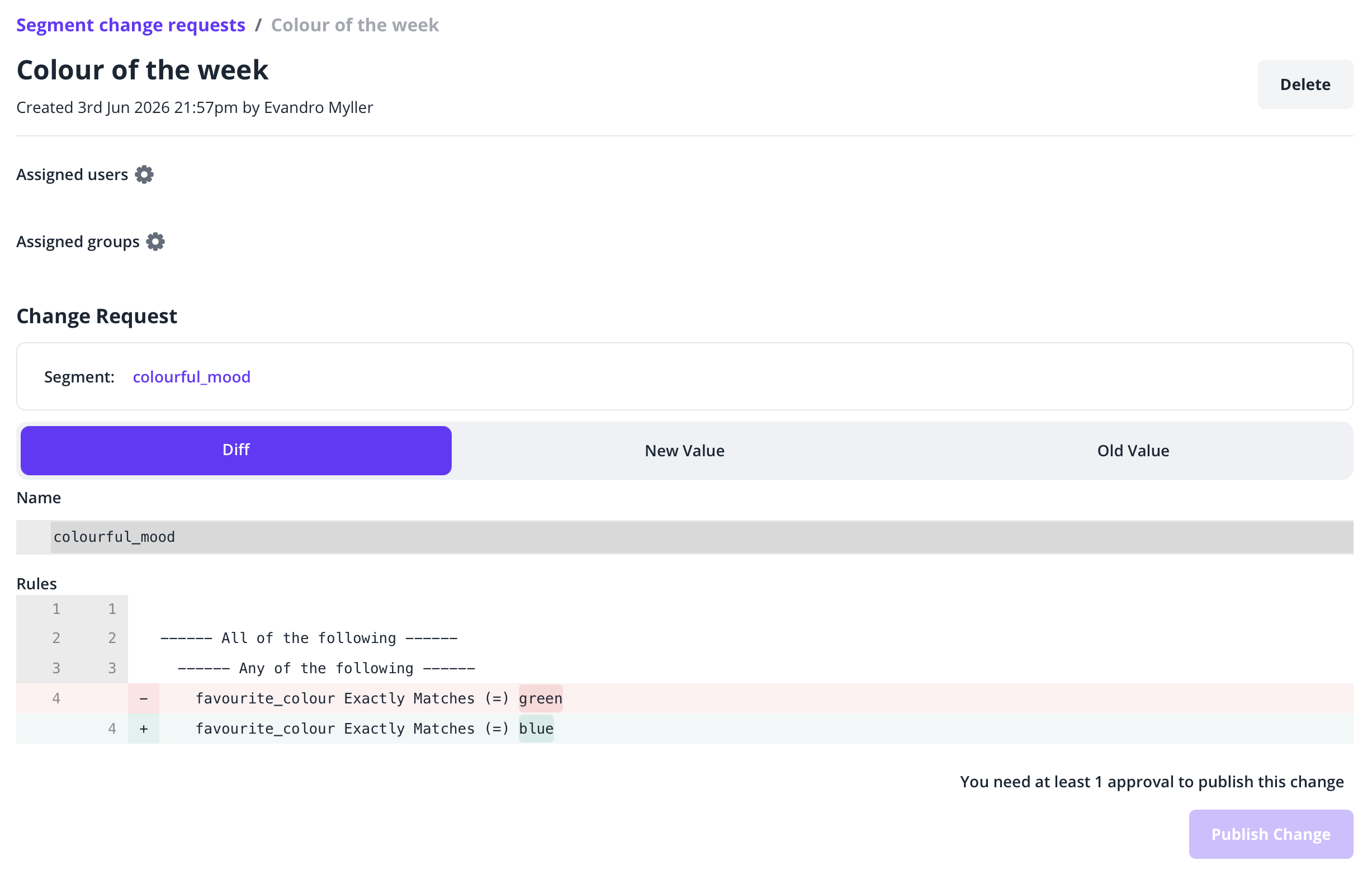 A Segment Change Request